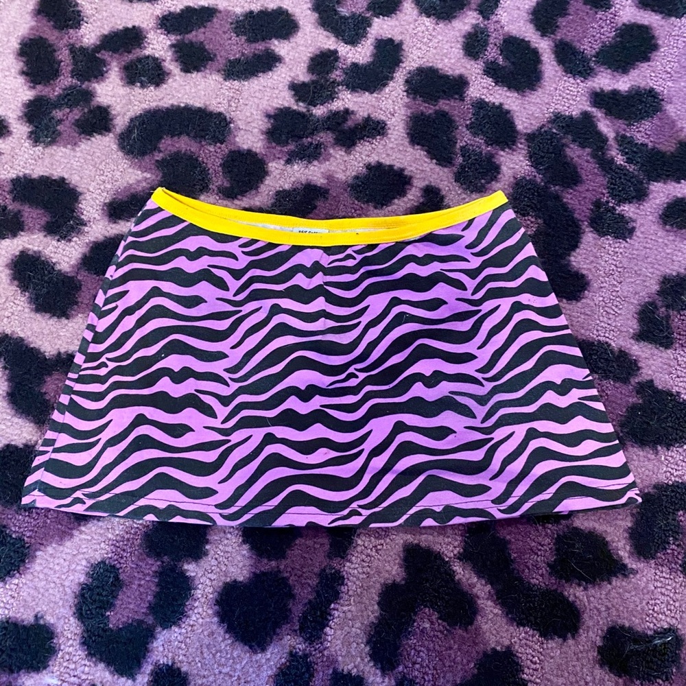 Purple zebra mini skirt small